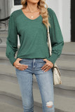 Plain V Neck Long Sleeves Top 