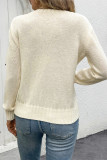 Apricot Eyelet Knitting Sweater 