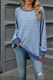 Stripes Crew Neck Pockets Top 