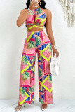 Tropical Design Halter Top and Pants Set 