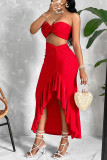 Red Tube Top and Ruffle Skirt Set 