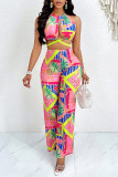 Tropical Design Halter Top and Pants Set 