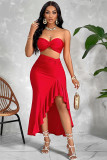 Red Tube Top and Ruffle Skirt Set 