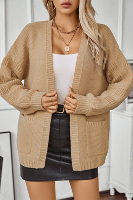 Plain Front Open Cardigan with Pockets