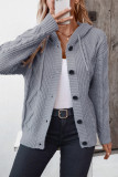 Cable Knitted Button Hooded Cardigan