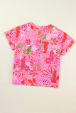 Rose Jungle Floral Print Notch V Neck Blouse