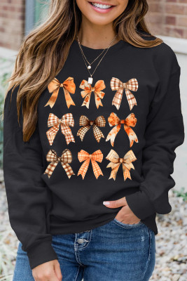 Black Thanksgiving Spice Bowknot Graphic Sweatshirt