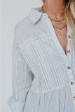 Sky Blue Stripe Striped Buttoned up Long Sleeve Shirt