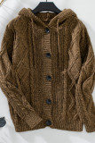 Cable Knitted Button Hooded Cardigan