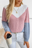 Colorblock Cable Knitted Sweater