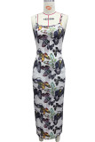 Butterfly Print Spaghetti Dress