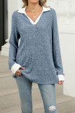 V Neck Long Sleeves Knitting Top 