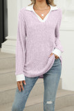 V Neck Long Sleeves Knitting Top 