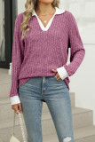 V Neck Long Sleeves Knitting Top 