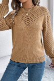 Solid Color Lantern SLeeves Eyelet Sweater 