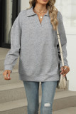 Solid Color Turndown Collar Sweatshirt 