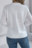 Solid Color Lantern SLeeves Eyelet Sweater 