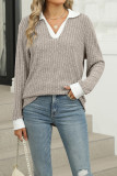 V Neck Long Sleeves Knitting Top 