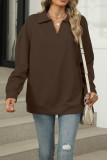 Solid Color Turndown Collar Sweatshirt 