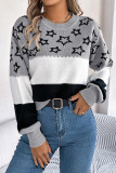 Stars Colorblock Knitting Sweater 