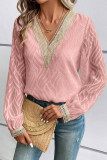 V Neck Lace Chiffon Top 