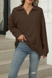 Solid Color Turndown Collar Sweatshirt 