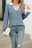 V Neck Long Sleeves Knitting Top 