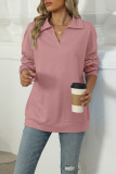 Solid Color Turndown Collar Sweatshirt 