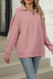 Solid Color Turndown Collar Sweatshirt 