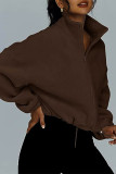 Zipper Stand Collar Fleece Coat 