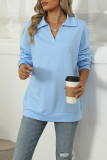 Solid Color Turndown Collar Sweatshirt 