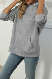 Solid Color Kangaroo Pockets Hoodie 