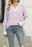 V Neck Long Sleeves Knitting Top 