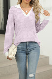 V Neck Long Sleeves Knitting Top 