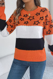 Stars Colorblock Knitting Sweater 