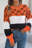 Stars Colorblock Knitting Sweater 