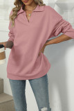 Solid Color Turndown Collar Sweatshirt 