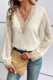 V Neck Lace Chiffon Top 