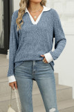 V Neck Long Sleeves Knitting Top 