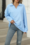 Solid Color Turndown Collar Sweatshirt 