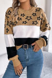 Stars Colorblock Knitting Sweater 