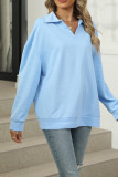 Solid Color Turndown Collar Sweatshirt 