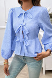 Bubble Sleeves Tie Knot Shirt 