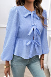 Bubble Sleeves Tie Knot Shirt 