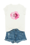 Sunflower Pink Breast Cancer Awareness Print Graphic Top