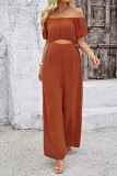 Off Shoulder One Piece Wide Leg Jumpsuit 