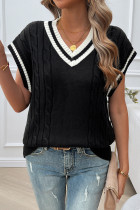 Cable Knit V Neck Vest Sweater 