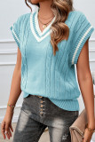 Cable Knit V Neck Vest Sweater 