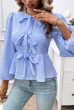 Bubble Sleeves Tie Knot Shirt 