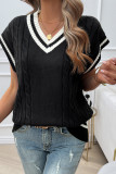 Cable Knit V Neck Vest Sweater 